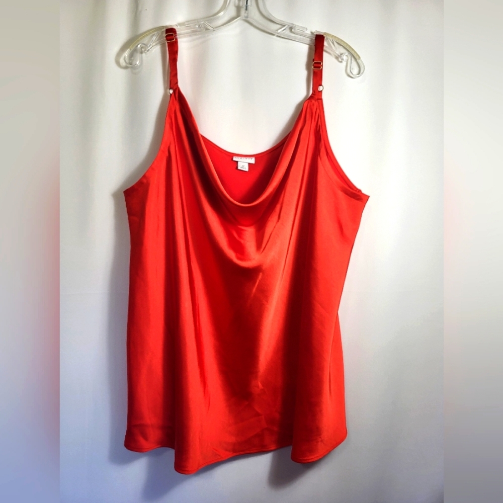 Ava & Viv red sateen spaghetti strap tank women's 3X  #1651